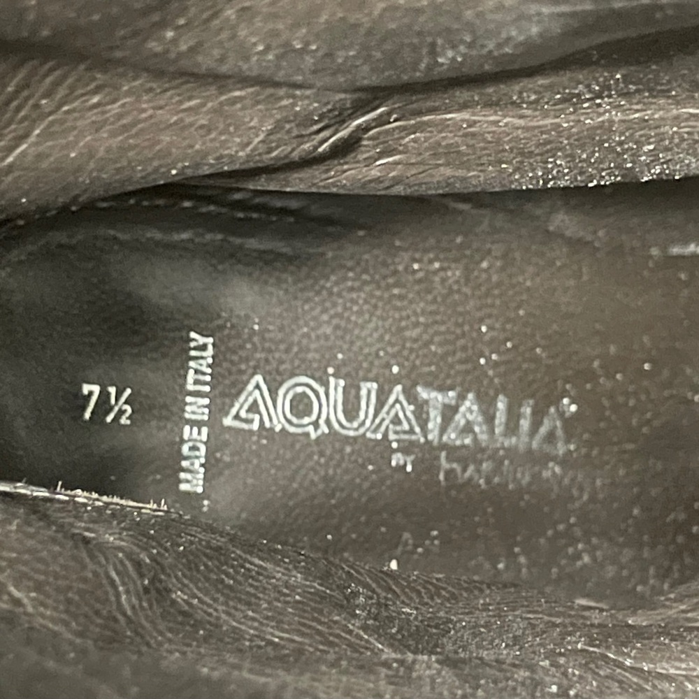 Aquatalia Beryl Brown Pebbled Leather Heeled Boots Size 7 1/2 Made In Italy - Picture 13 of 13